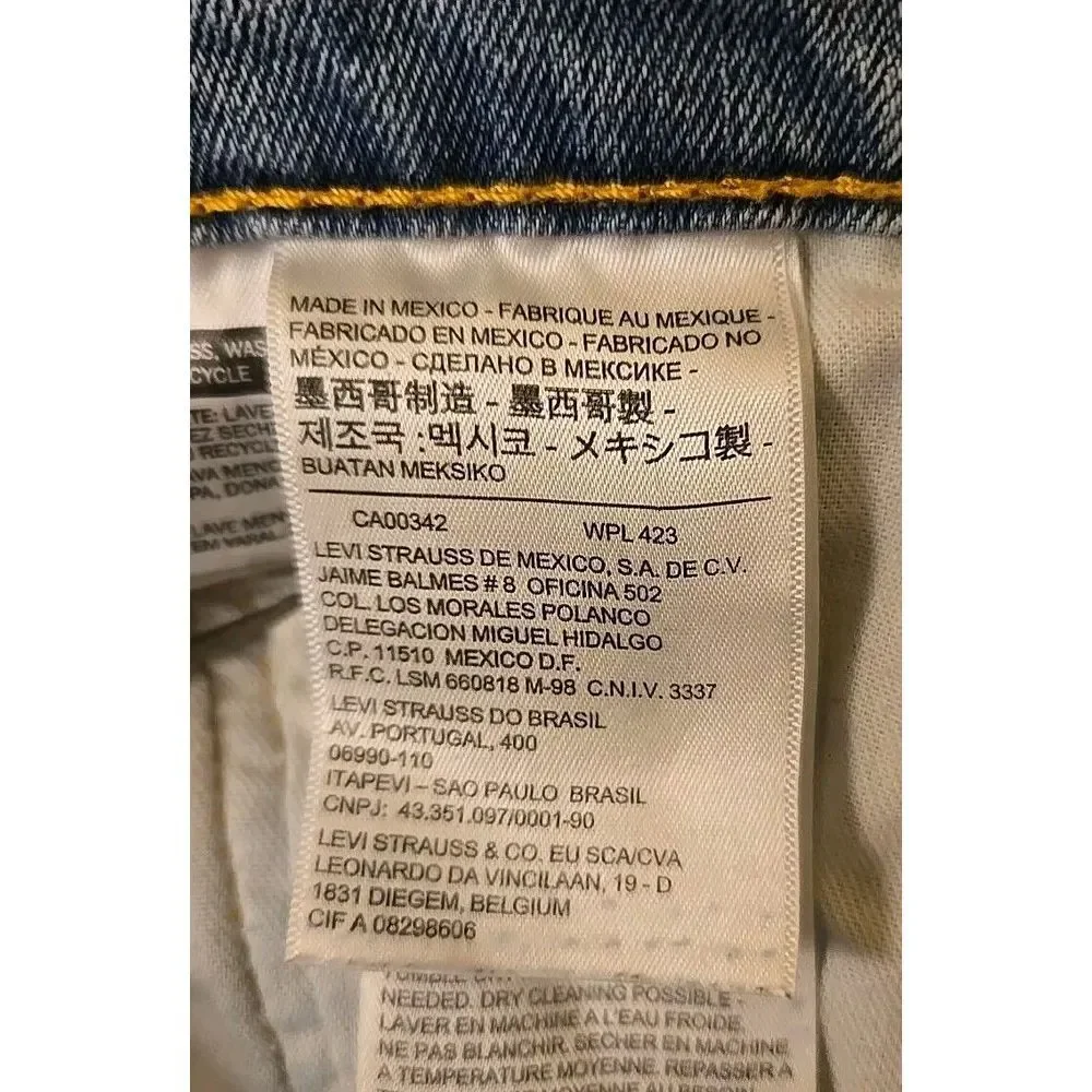 Levis 505 Jeans Men‎ 38X32 Blue Light Wash Denim Straight Stretch Pants Workwear